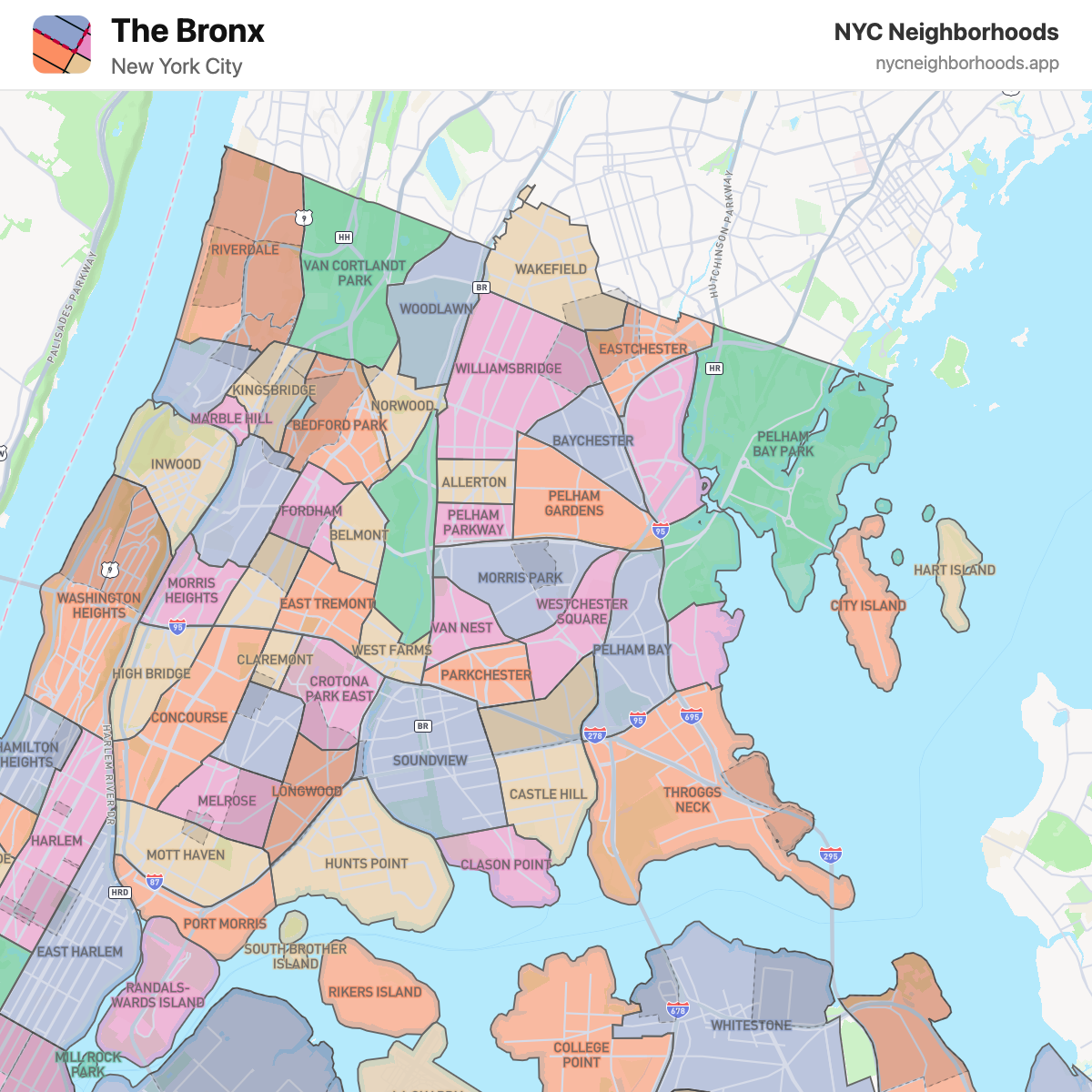 Map of The Bronx neighborhoods