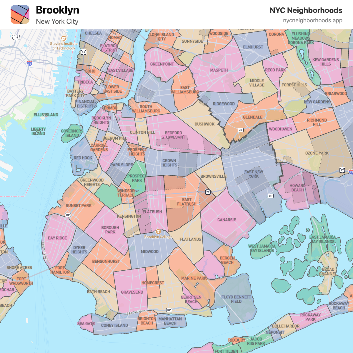 Map of Brooklyn neighborhoods