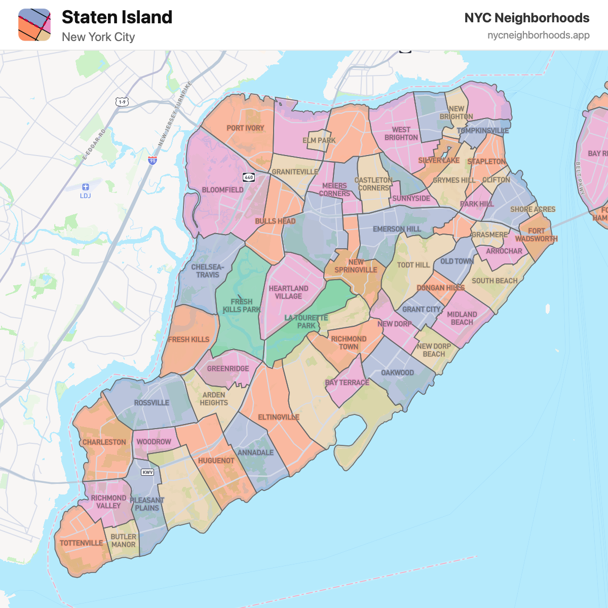 Map of Staten Island neighborhoods